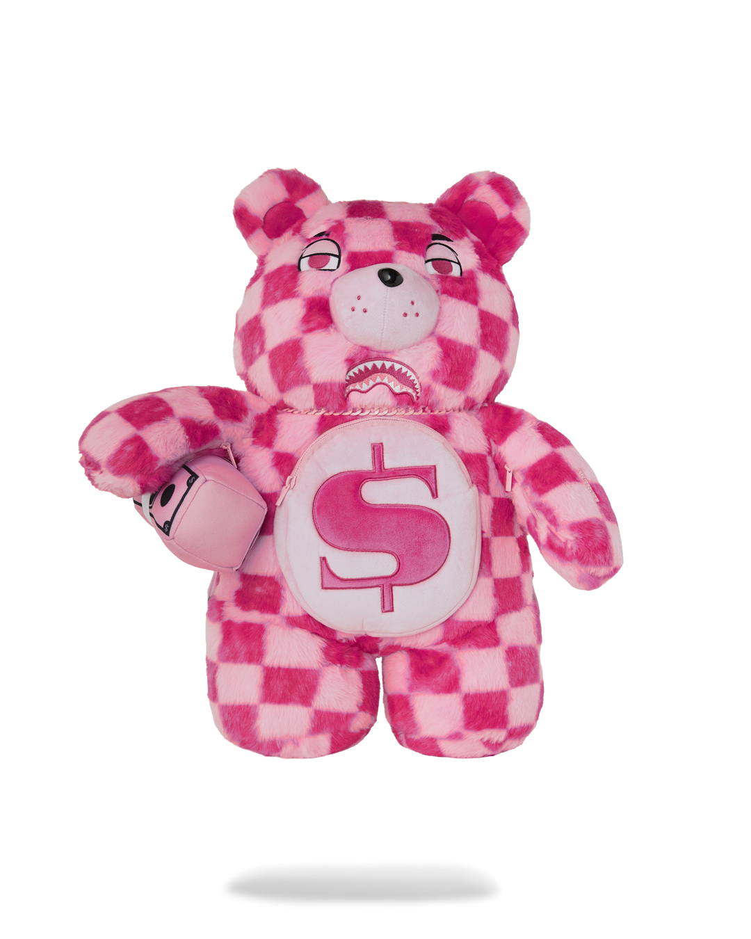 FURZILLA SHARK (PINK CHECK) MONEYBEAR BACKPACK